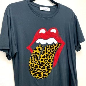 Rolling Stones Flocked Leopard tongue tour tee